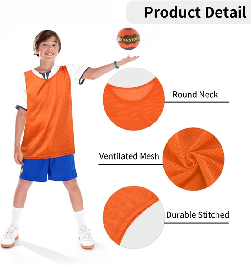 Mofech 12 Pack Pro Training Pinnies for Youth & Adult Mesh High-Vis Scrimmage Vests for Soccer, Basketball, Volleyball Teams - Image 3